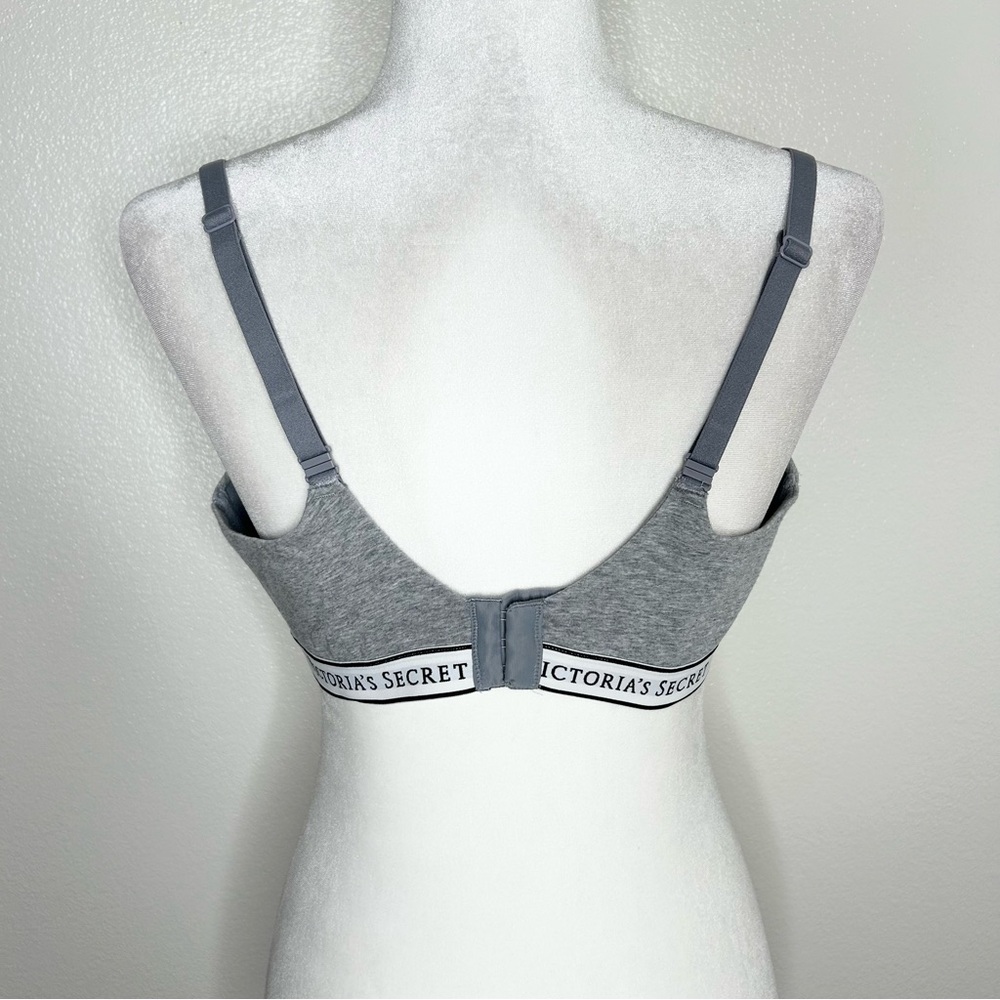 Victorias Secret Gray T-Shirt Lightly Lined Logo Wireless Comfort Bra Size 38DD - Picture 3 of 5